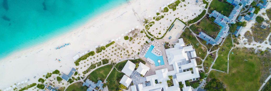 Vue aérienne du Club Med en entier. 